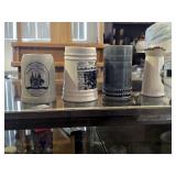 Mixed Steins, Ceramic Mugs and a Pitcher