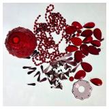 Red and Purple Glass Chandelier Parts
