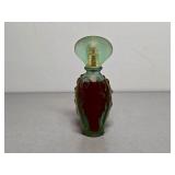 Vicky Tiel Frosted Green Glass Perfume Bottle