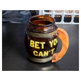 Amber Glass Barrel Mug with Wood Handle