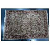 Traditional Ivory Burgundy Floral Area Rug 73 In