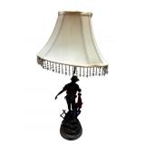 Figural Harvest Farmer Lamp with Beaded Shade