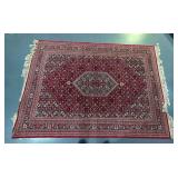 Persian Style Red Medallion Area Rug with Fringe