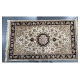 Persian-Style Floral Medallion Fringed Area Rug