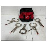 5 - Milwaukee Locking C Clamps with Bag