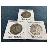 1936, 1941-S & 1944 Walking Liberty Half Dollars