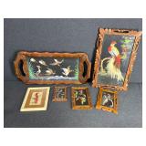6 - Framed Vintage Mexican Feathercraft Birds