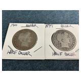 1899 & 1900 Barber Silver Half Dollars