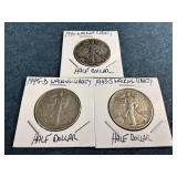 1940, 1943-S & 1945-D Walking Liberty Half Dollars