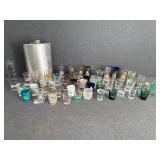 Lot of Shot Glasses & Flask