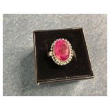 New Sterling Silver Natural Ruby Ring
