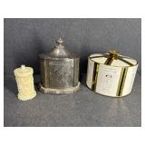 Silverplate Tea Caddy, Ice Bucket & Fork Holder