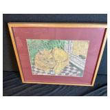 Signed Cat Fabric Artwork