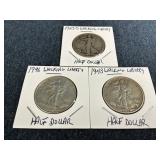 1927-S, 1943 & 1946 Walking Liberty Half Dollars