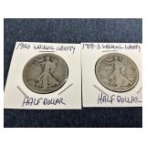 1918-D & 1920 Walking Liberty Half Dollars