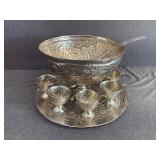 Beautiful Embossed Punch Bowl Set