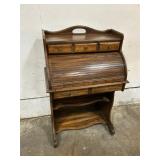 Antique Wood Roll Top Secretary Desk