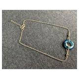 Sterling Silver Anklet with Blue Swarovski Crystal