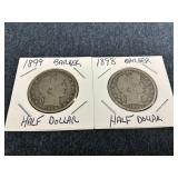 1898 & 1899 Barber Silver Half Dollars