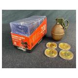 Lot of Plated Tolkens, Card Protectors & Grenade