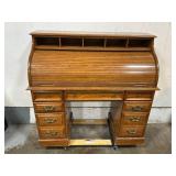 Vintage Wooden Roll Top Secretary Desk
