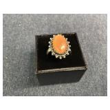 New Sterling Silver Peach Moonstone Ring