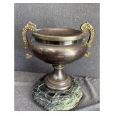 Marble Base Ornate Bronze Vase/Bowl