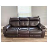 BROWN THREE-SEAT RECLINING SOFA