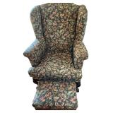 UPHOLSTERED ARMCHAIR W/ MATCHING OTTOMAN