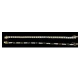925 STERLING SILVER W/ GOLD OVERLAY CLASSIC DIAMOND TENNIS BRACELET AND A MULTI-TONE GOLD LINK BRACELET WITH DIAMOND TYPE STONE (CZ OR CRYSTAL GLASS) ACCENTS. BOTH MARKED 925. TOTAL WEIGHT FOR BOTH IN