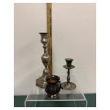 Silverplate Candleholders and creamer lot Silverplate Candleholders and creamer lot