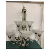 White Faux Alabaster Glass Chandelier-AS-IS White Faux Alabaster Glass Chandelier-AS-IS
