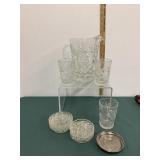 Prescut Pitcher and glasses with glass coaster Prescut Pitcher and glasses with glass coaster