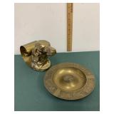 Vtg Brass Dog Book Holder and Bowl Vtg Brass Dog Book Holder and Bowl