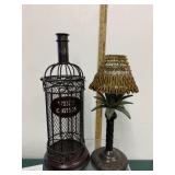 Metal Decor Wine Bottle and Palm Tree Candleholder Metal Decor Wine Bottle and Palm Tree Candleholder