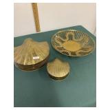 Brass Decor Lot Lidded Shell Trinket Boxes more Brass Decor Lot Lidded Shell Trinket Boxes more