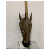 Vintage hand carved wood zebra mask
