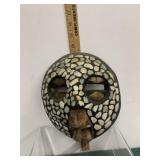 African Tribal Mask Wood Face Mask Seashells Bead