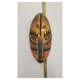 Ornate Hand Painted African Tribal Mask Wood