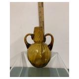 Vintage Handblown Amber Vase with two handles