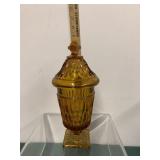 mount vernon amber glass candy dish