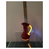 Kanawha Ruby Red Pitcher Gold Yellow Handle Twist