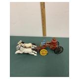 Vintage Cast Iron Fire Wagon Horses