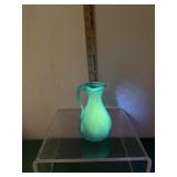 Vintage Hand Blown Blue Crackle Glass Cruet Pitchr