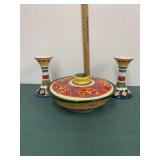 Handpainted Covered Casserole Spain Candleholder