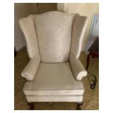Traditional Wing Back Chair-Ivory/Cream w/oriental Traditional Wing Back Chair-Ivory/Cream w/oriental