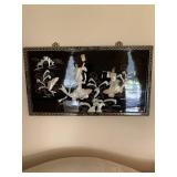 Chinese Lacquered Panel w/ Mother of Pearl Inlay Chinese Lacquered Panel w/ Mother of Pearl Inlay