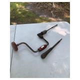 Vintage Hand Drill and Screwdriver lot-wood handle Vintage Hand Drill and Screwdriver lot-wood handle