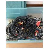 Large Lot of Audio Video Cables w/tote Large Lot of Audio Video Cables w/tote