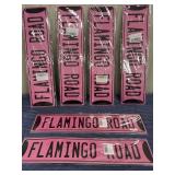 Set of 6 Metal Flamingo Road Signs